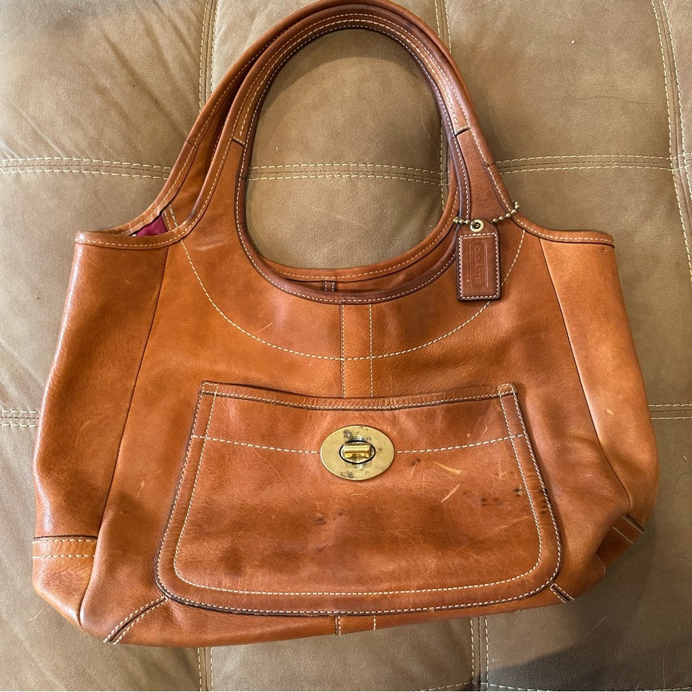Vintage authentic leather coach bucket bag